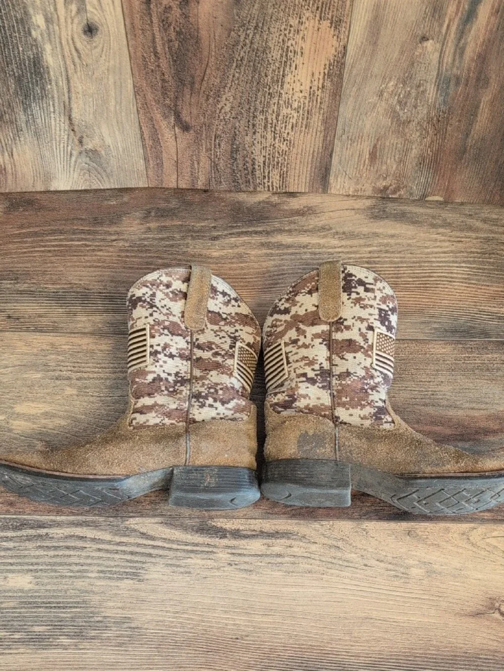 Ariat Limited Edition Camo Patriotic Square Toe Western Cowboy Boots 1.5